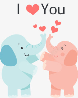 可爱大象动物贴纸卡通大象浪漫爱情高清图片