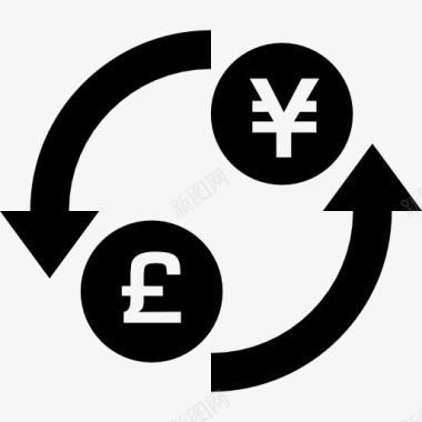 货币兑换英镑和日元图标图标