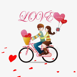 男孩骑自行车载女孩浪漫情侣骑车高清图片