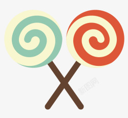 两个棒棒糖卡通手绘两个交叉的棒棒糖图标高清图片