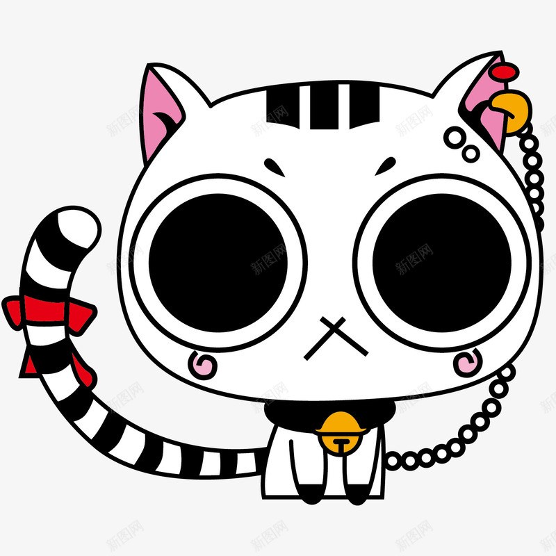 黑白小猫矢量图ai免抠素材_新图网 https://ixintu.com 动物 小猫 黑白 矢量图