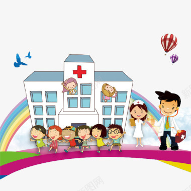 妇幼保健儿科医院卡通插画图标图标
