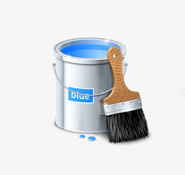 蓝色油漆桶png免抠素材_新图网 https://ixintu.com 毛刷 油漆 蓝色的油漆桶