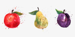 彩绘苹果卡通手绘苹果梨子插画合集高清图片