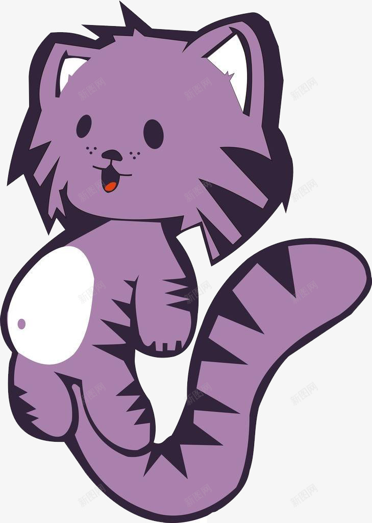 紫色小猫png免抠素材_新图网 https://ixintu.com 卡通 可爱 紫色 肚子 馋猫