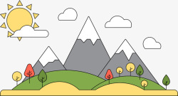 卡通山峰和森林矢量图素材