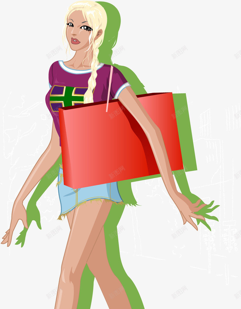 购物的女人png免抠素材_新图网 https://ixintu.com 买东西 女人 时尚 时髦 服饰 纸袋 袋子 购物 长发