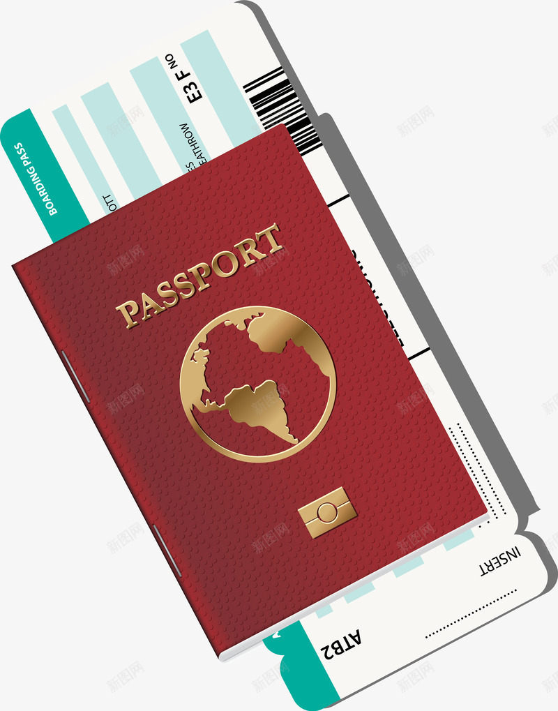 红色旅行护照机票png免抠素材_新图网 https://ixintu.com 休闲 出国 出行 度假 机票 红色护照 装饰图案