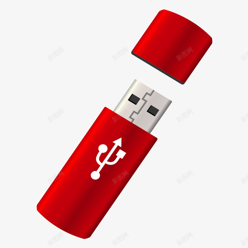 红色的U盘png免抠素材_新图网 https://ixintu.com U盘 接口 科技 红色