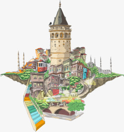 土耳其风景插画素材