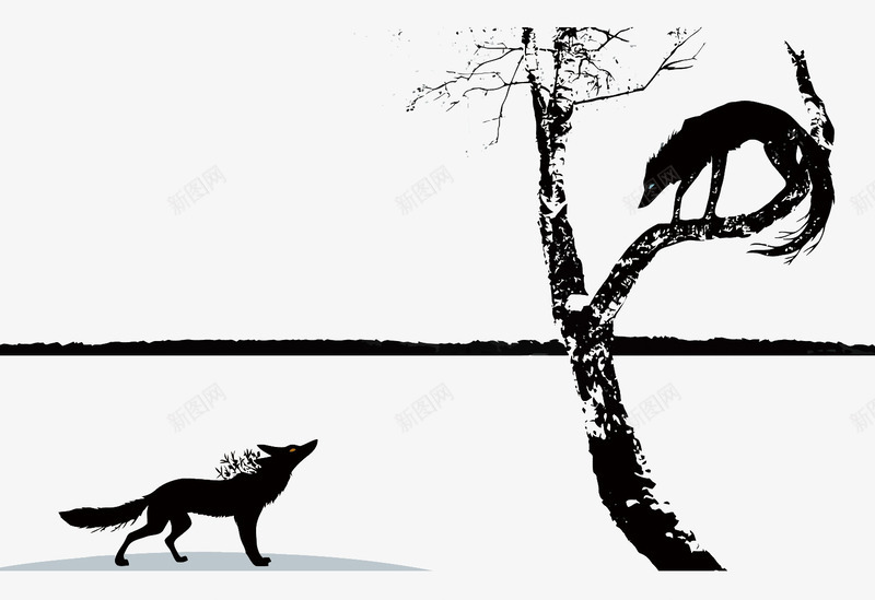 树上树下对峙的狐狸png免抠素材_新图网 https://ixintu.com PNG PNG免费下载 PNG图片 PNG矢量 卡通 对峙 敌对 树木 森林 狐狸