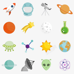 地球简约创意是素材火箭星球扁平化图标高清图片