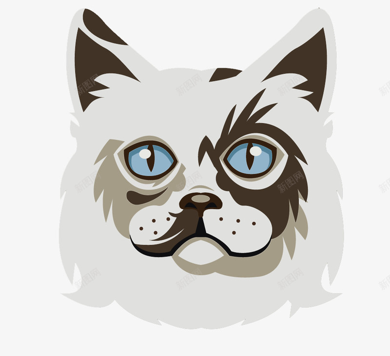 白色小猫咪卡通动物免费psd免抠素材_新图网 https://ixintu.com 动物 卡通 小猫 猫头