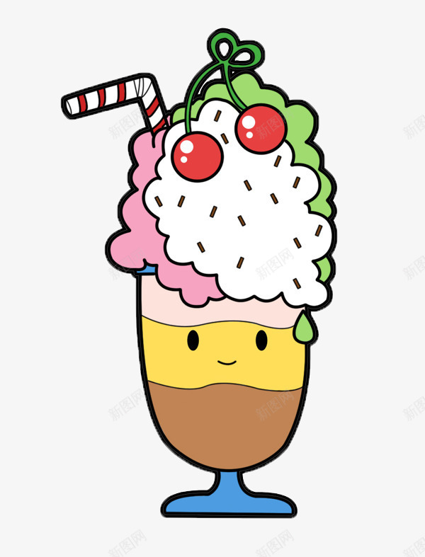 笑脸冰淇淋png免抠素材_新图网 https://ixintu.com 卡通食物 可爱食品 可爱食物