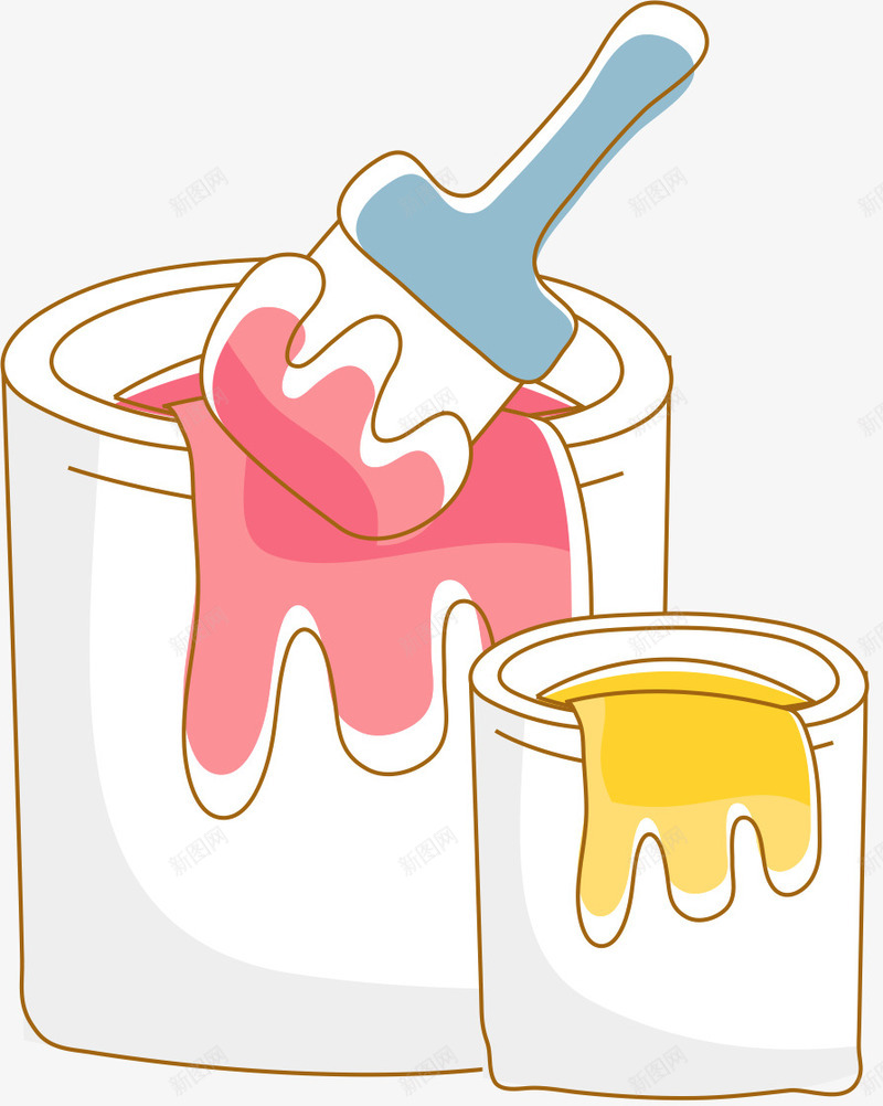 油漆桶矢量图ai免抠素材_新图网 https://ixintu.com AI 刷子 卡通 手绘 油漆 线条 矢量图