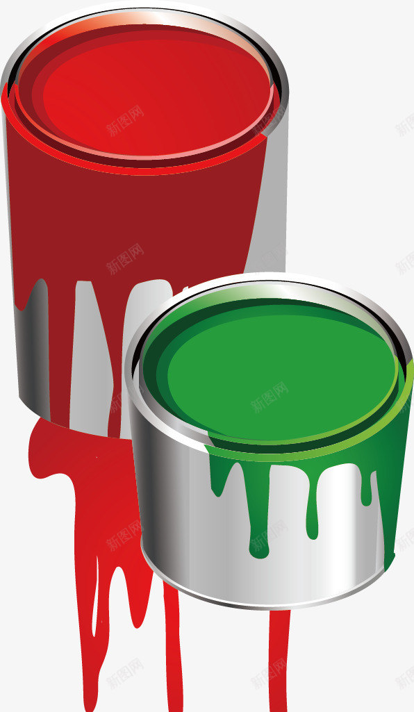 油漆桶矢量图ai免抠素材_新图网 https://ixintu.com 手绘油漆桶 油漆桶 红色油漆 绿色油漆 矢量图