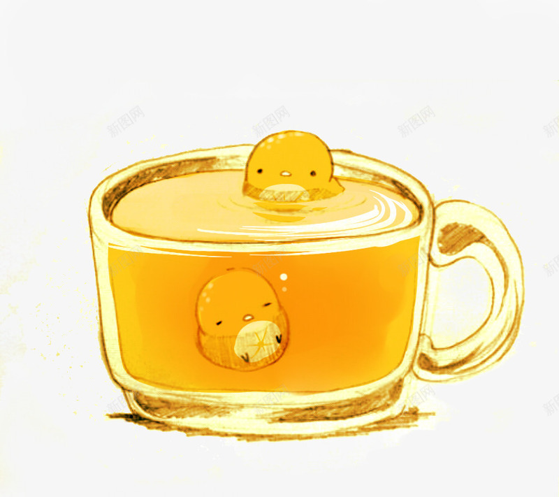 柠檬茶小鸡png免抠素材_新图网 https://ixintu.com 卡通 可爱 小鸡崽 手绘 甜点 萌 蛋糕 面包 食品 食品海报插画 食物