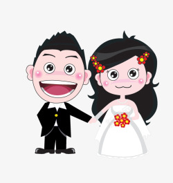 结婚拜堂卡通新郎新娘高清图片