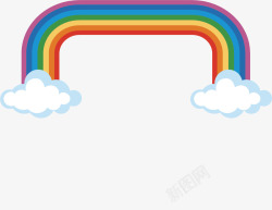 手绘彩虹云朵矢量图素材