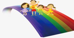 彩虹地毯卡通小朋友高清图片