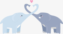 爱心象鼻子可爱蓝绿色情侣大象矢量图高清图片
