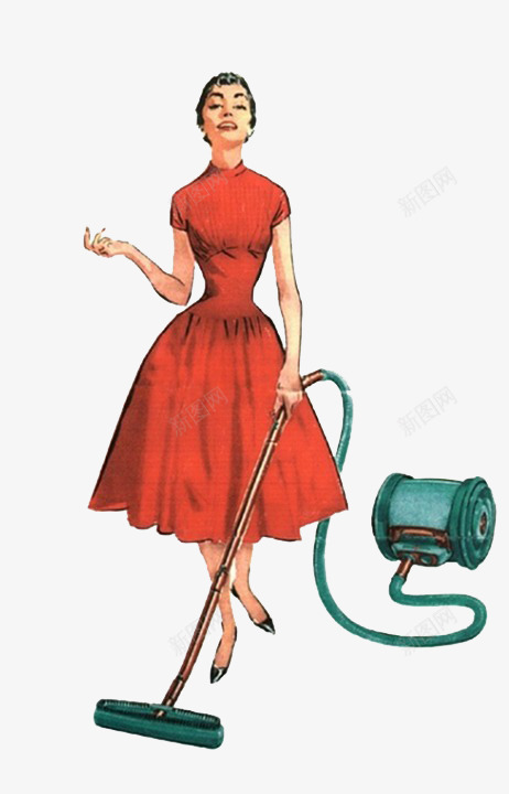 一个正在打扫的女人png免抠素材_新图网 https://ixintu.com 劳动 工作者 打扫 扫尘 正在打扫的人 红色 艰辛