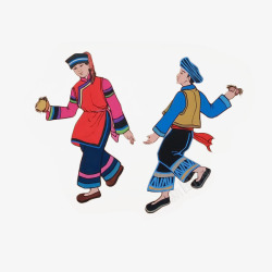 跳舞男人卡通彝族男人女人插画高清图片