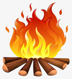 燃烧的木头篝火插画高清图片
