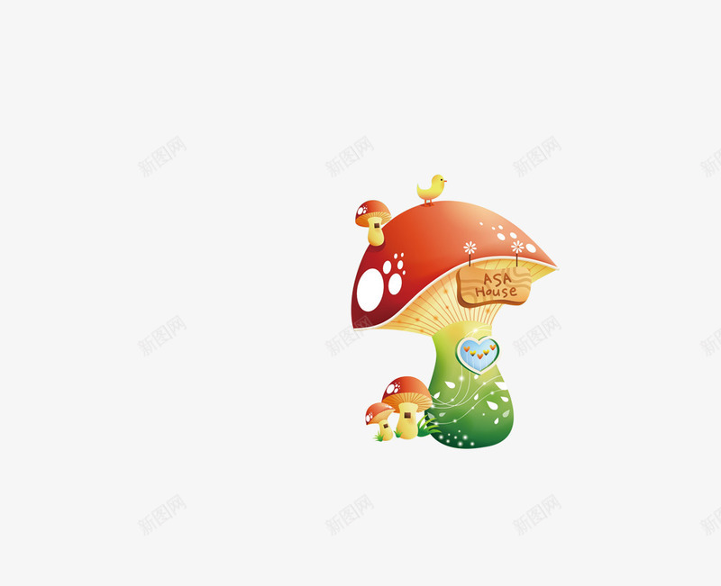卡通蘑菇房屋png免抠素材_新图网 https://ixintu.com 卡通 房屋 蘑菇