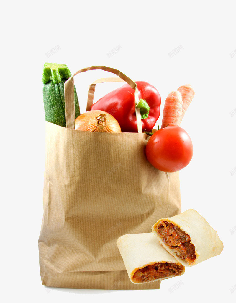 肉卷和蔬菜png免抠素材_新图网 https://ixintu.com 水果 纸袋 肉卷 蔬菜 鸡肉卷