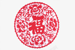 中国风红色福窗花图素材