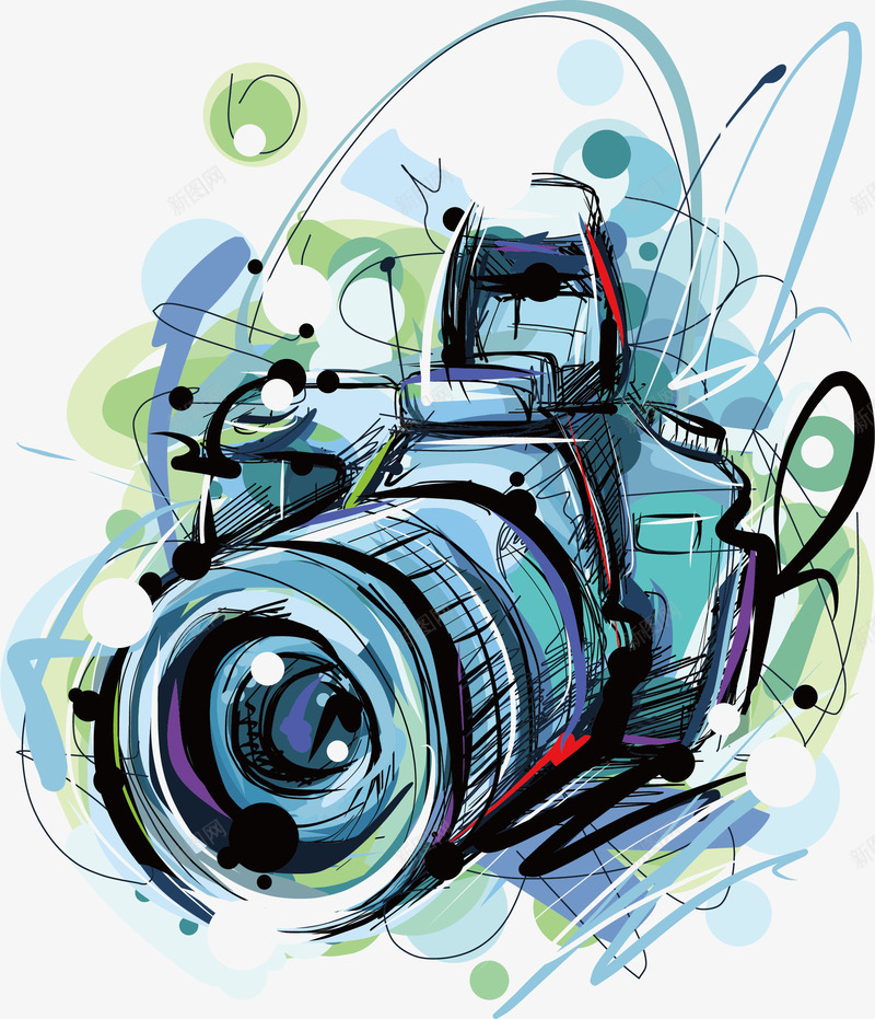 相机png免抠素材_新图网 https://ixintu.com 单反 卡通 手绘 拍照 摄像师 水彩 涂鸦 相机 蓝色
