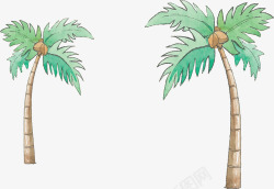 海边度假手绘椰子树矢量图素材
