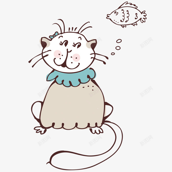 猫咪小鱼png免抠素材_新图网 https://ixintu.com 卡通 可爱 图画 小鱼 手绘 猫咪 简笔 素描