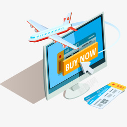 网上购买飞机票立体插画矢量图素材