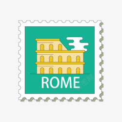 古罗马竞技场邮票矢量图素材