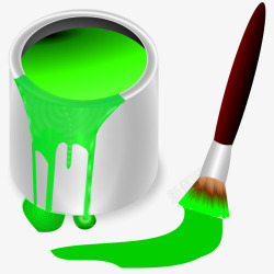 绿色的油漆和刷子素材