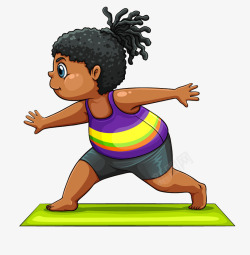 卡通手绘练瑜伽的女孩素材