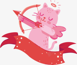丘比特猫咪粉色爱情丘比特小猫矢量图高清图片
