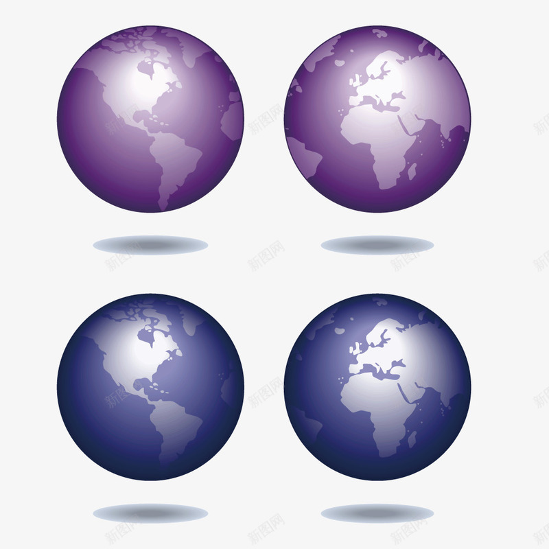 发光的地球png免抠素材_新图网 https://ixintu.com 合集 地图 地球矢量 紫色 蓝色
