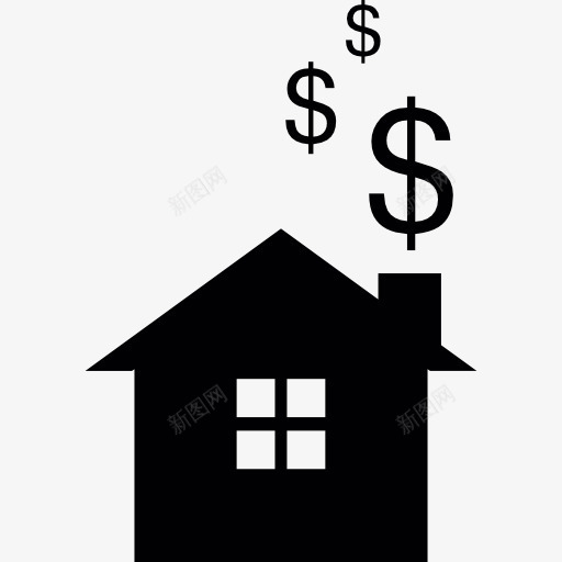 房子与美元符号图标png_新图网 https://ixintu.com 家居 建筑 房地产 房屋 美元 美元符号