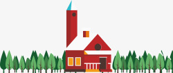 雪白房子红色的小房子矢量图高清图片