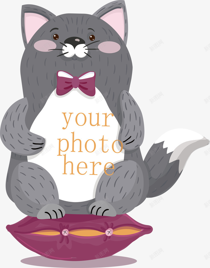 卡通大肥猫png免抠素材_新图网 https://ixintu.com 卡通小猫 卡通手绘 可爱 小动物 小猫相框 照相相框