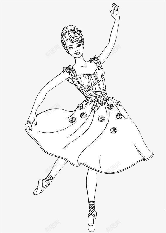 公主舞蹈png免抠素材_新图网 https://ixintu.com 涂颜色 白色 简笔画 跳舞