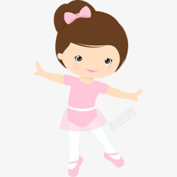 粉色舞蹈可爱的粉色卡通少儿芭蕾舞者插画高清图片