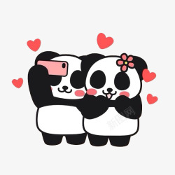 情侣印花卡通小熊猫高清图片