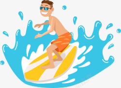 炎热的夏天夏日清凉冲浪小哥人物插画高清图片