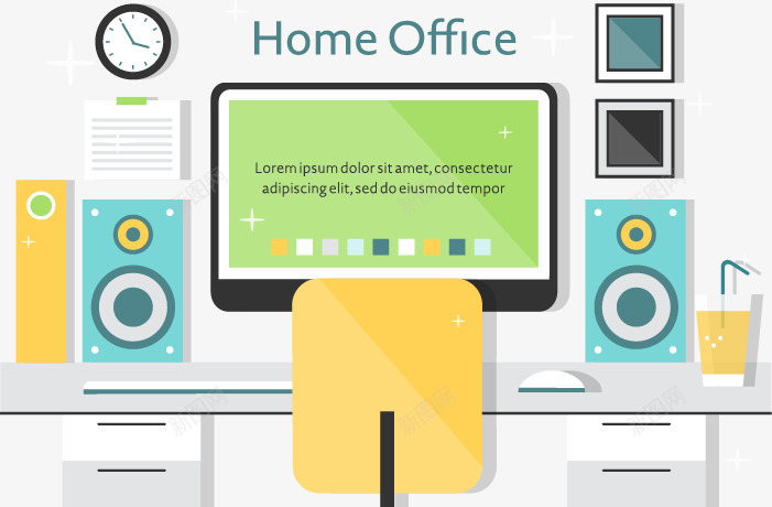 家里的工作室插图png免抠素材_新图网 https://ixintu.com 办公 工作室