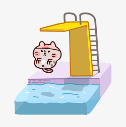小猫跳水素材