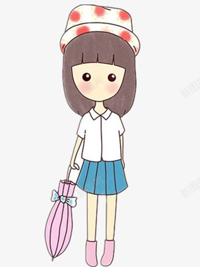 戴帽子的小女孩png免抠素材_新图网 https://ixintu.com 卡通 女生 学生